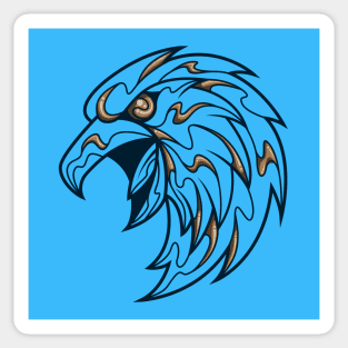 blue and bronze smart eagle, line Sticker